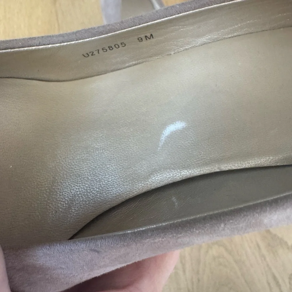 Stuart Weitzman Taupe Wedge Peep-Toe Shoes - Picture 3 of 4